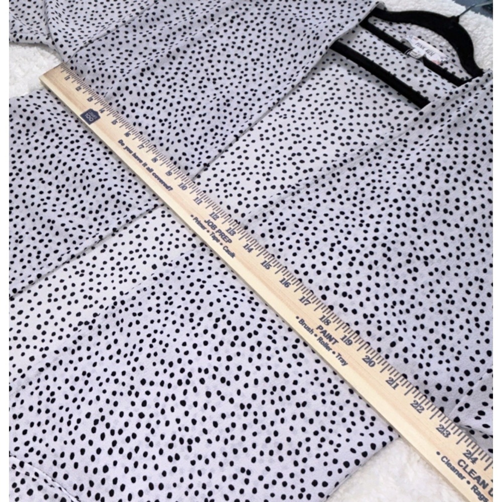 Pink Rose Womens Polka Dot Kimono Cardigan White Black Open Front Size L - Picture 8 of 9